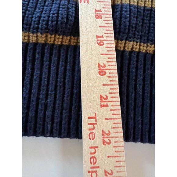 FAHERTY Blue Gold Mariner Stripe quarter zip sweater preppy cotton blend Large - Picture 8 of 9